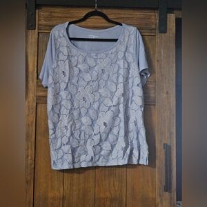 Lane Bryant Floral Lace Overlay Top - Lavendar
